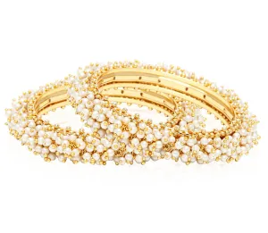 Lila Pearl Bangle Set in Gold