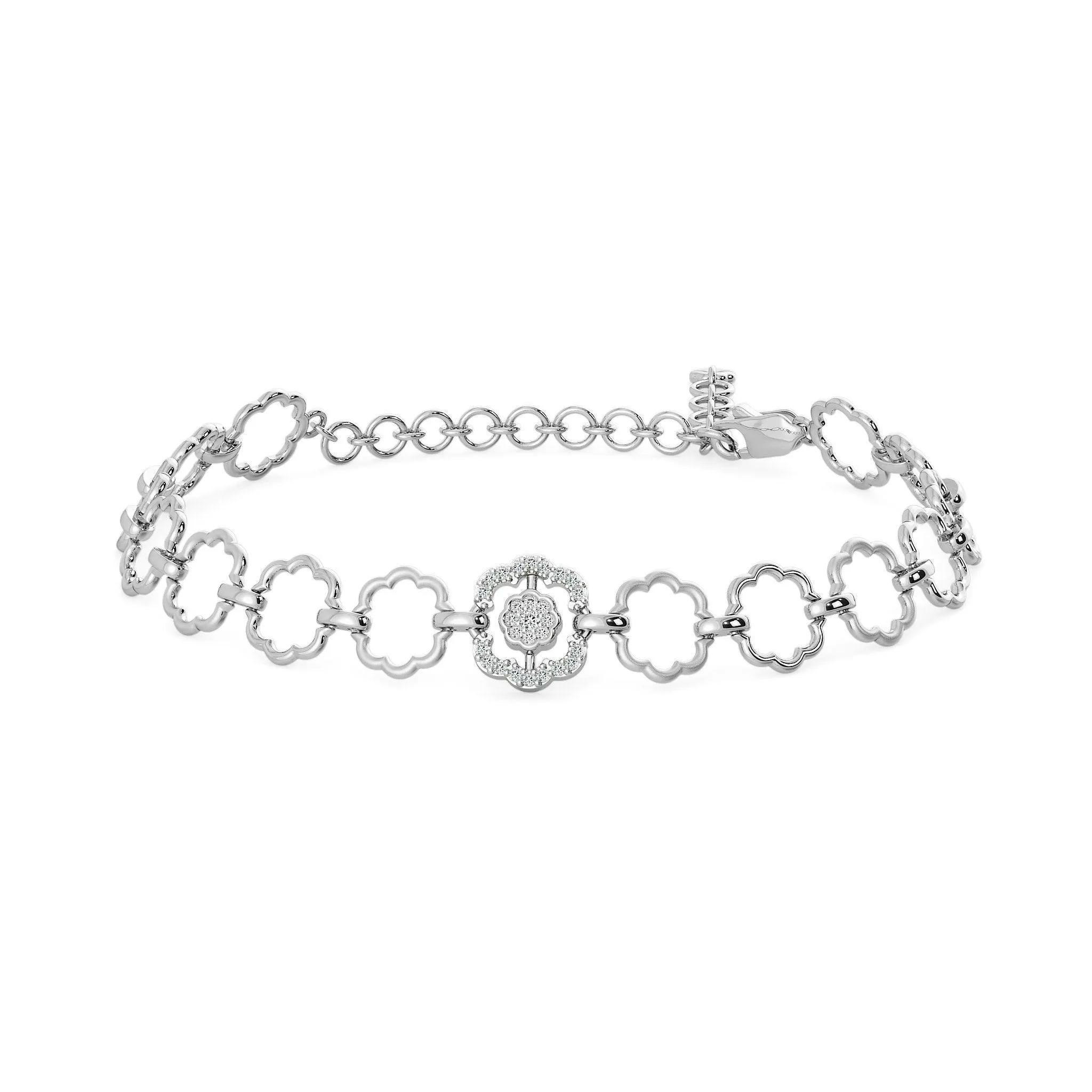 Link Bracelet 14k Solid White Gold Handmade, Link Bracelet, Gold Bracelet, Diamond Bracelet, Designer Bracelet