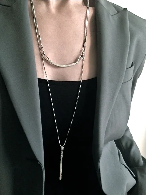 Long Bar Necklace - silver