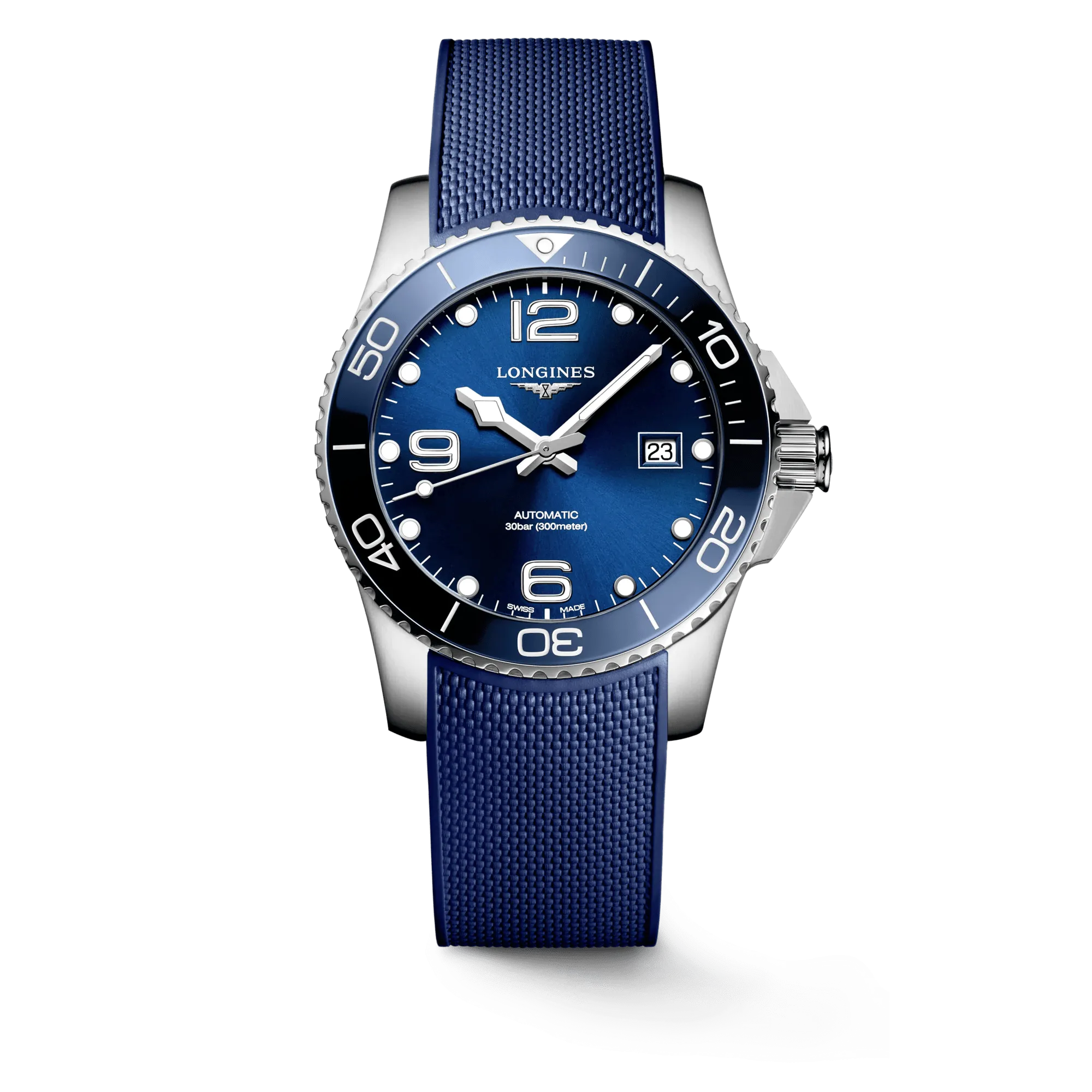 Longines HydroConquest 41mm Blue Rubber Strap Men's Watch L37814969