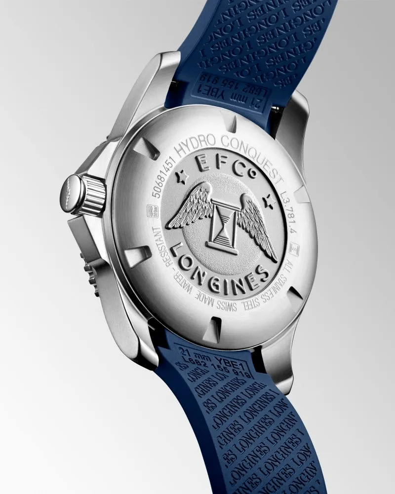 Longines HydroConquest 41mm Blue Rubber Strap Men's Watch L37814969