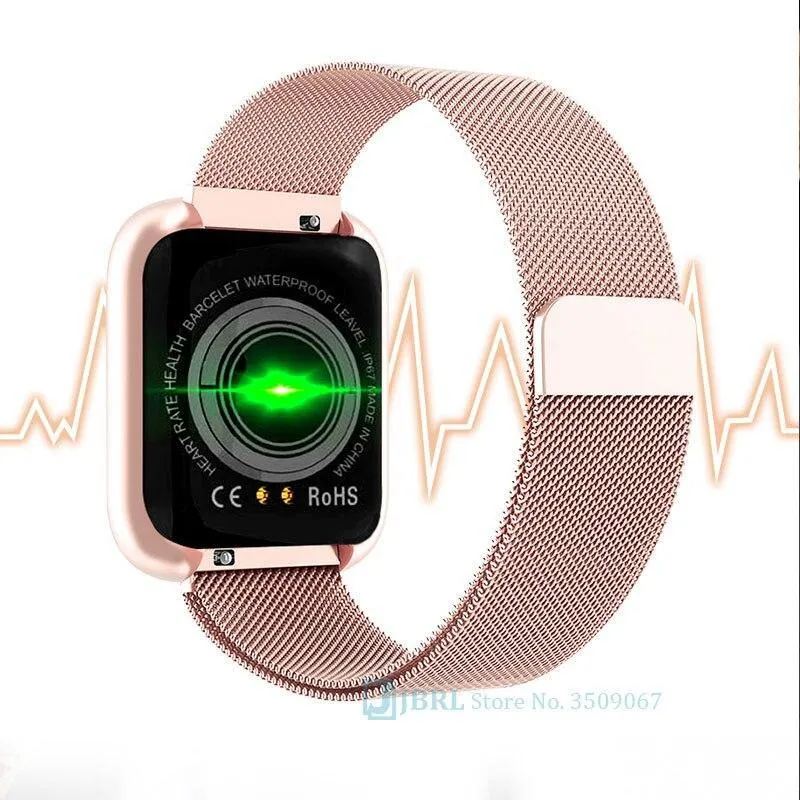 Luxury NEW Fashion Style Stainless Steel Smart Watch For Women and Men Electronics Sport Wrist Watch For Android IOS Square Smartwatch Smart