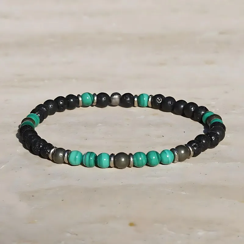 Malachite and Lava Men's Bracelet