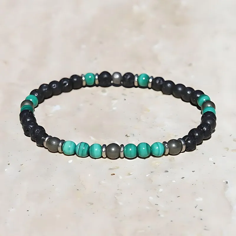 Malachite and Lava Men's Bracelet