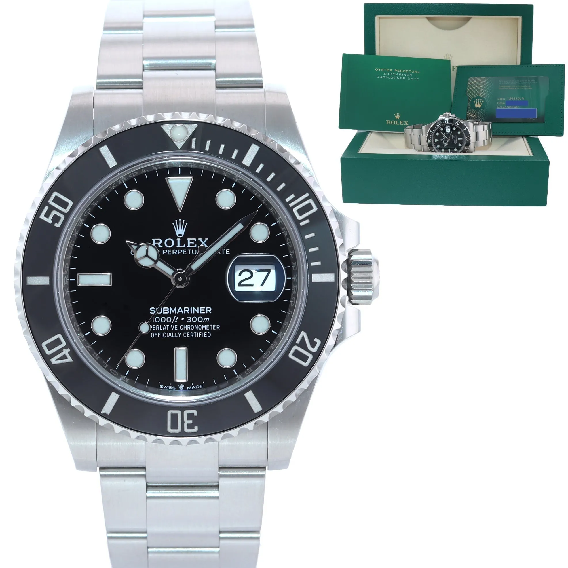 MARCH 2023 Brand NEW PAPERS Rolex Submariner 41mm Ceramic 126610 Watch