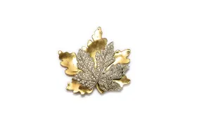 McCLELLAND BARCLAY Large Gold Plated Maple Leaf with Diamanté Brooch