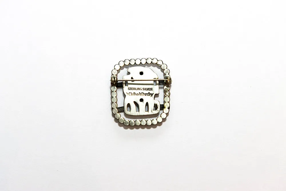 McCLELLAND BARCLAY Sterling Silver Art Deco Lilies Brooch, Framed