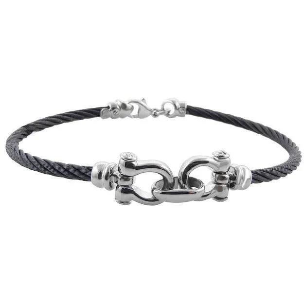 Mens Collections Black Cable Bracelet