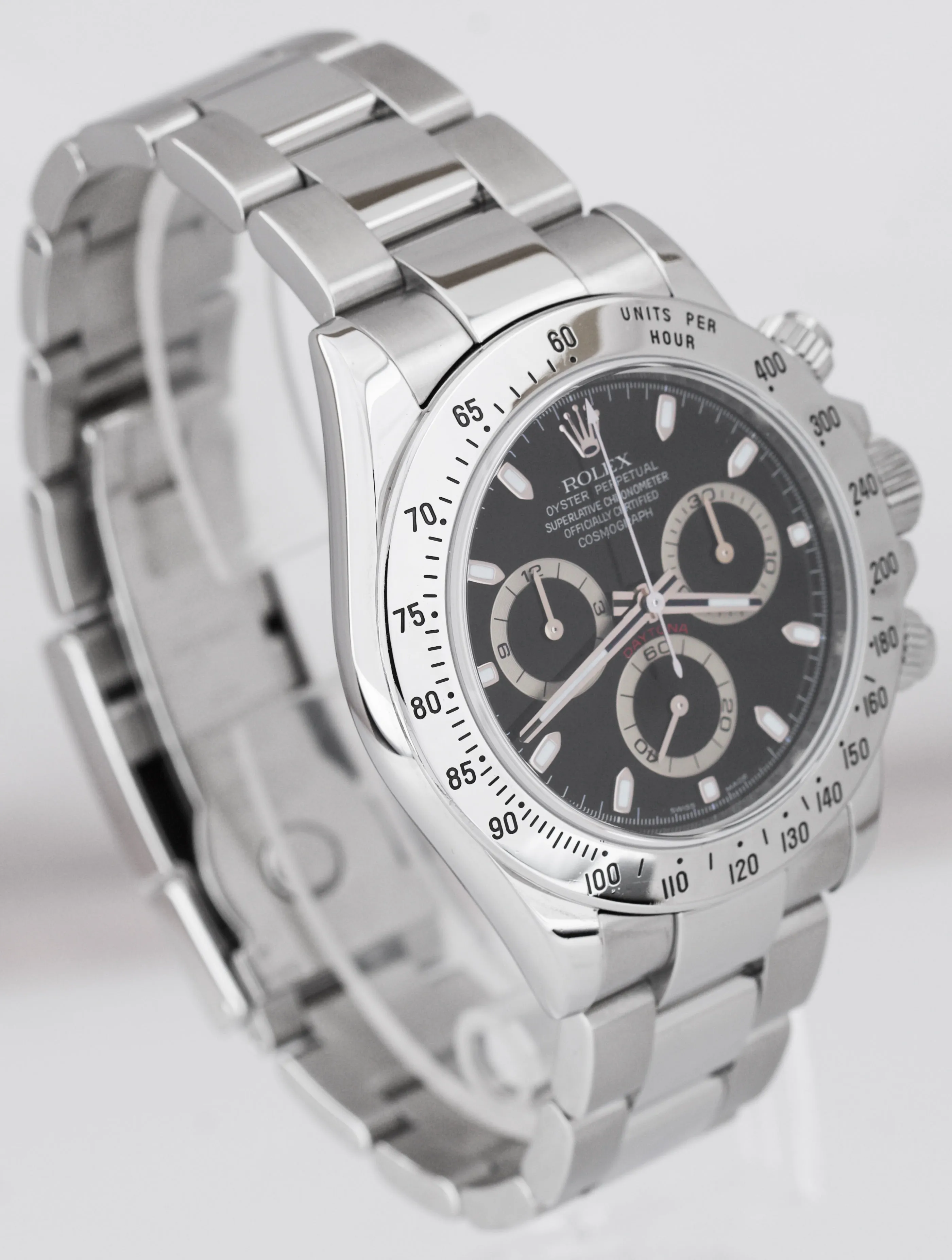 Men's Rolex Daytona Cosmograph Black Stainless Steel REHAUT 40mm Watch 116520