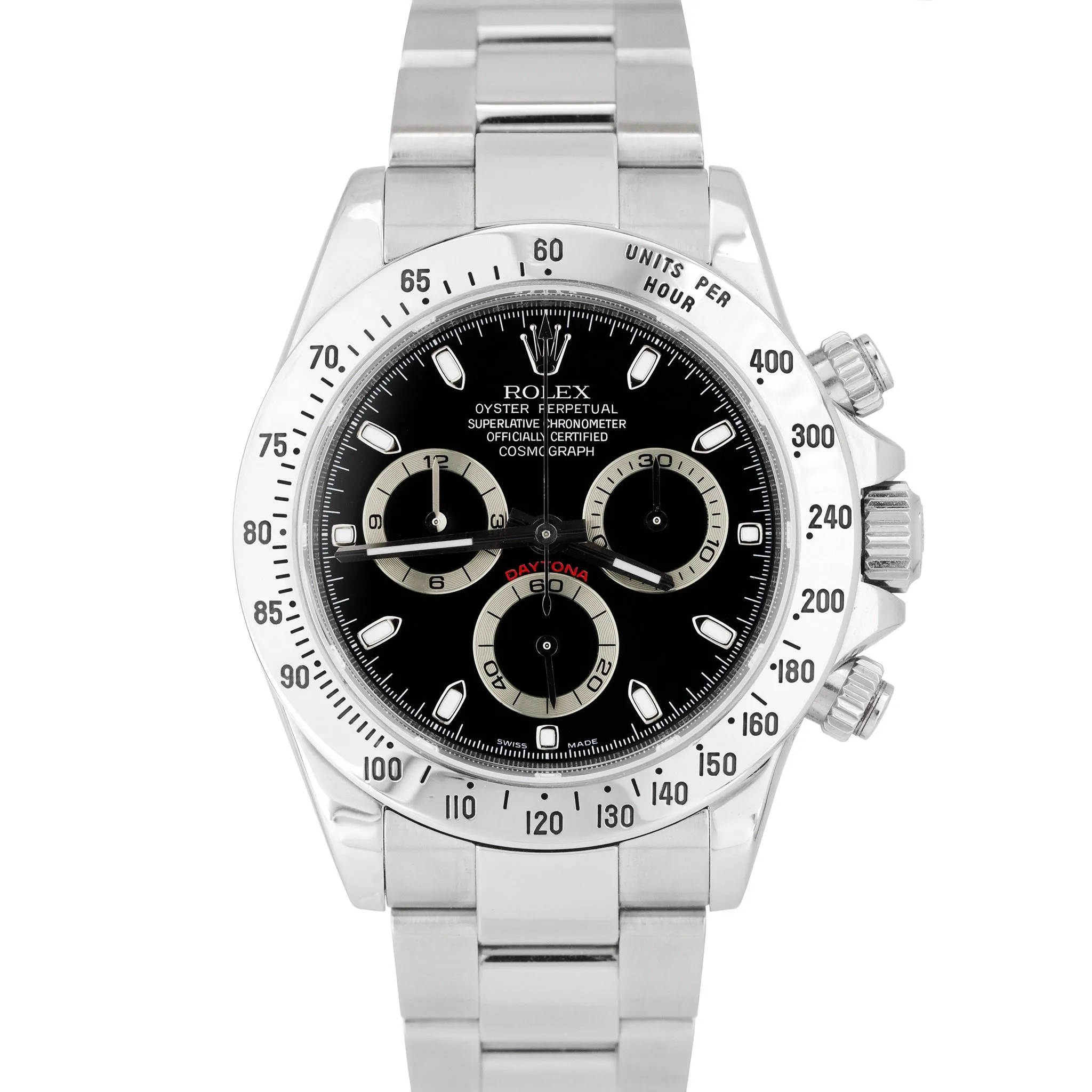 Men's Rolex Daytona Cosmograph Black Stainless Steel REHAUT 40mm Watch 116520