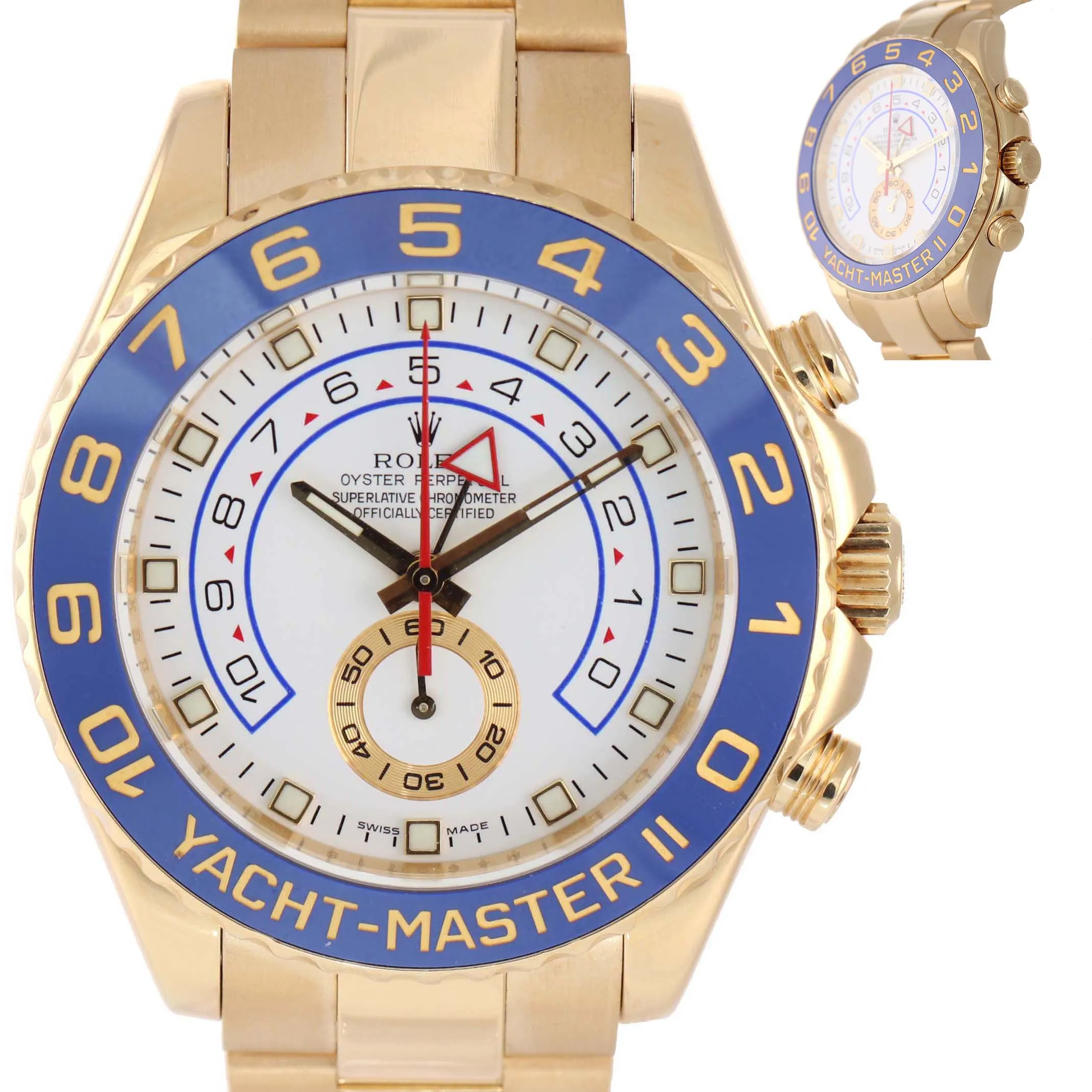 Men's Rolex Yacht-Master II 18K Yellow Gold Blue 116688 44mm Watch