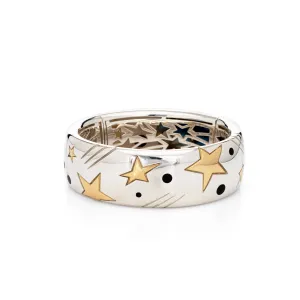 Michael Bondanza Star Bracelet Estate Sterling Silver 18k Yellow Gold Bangle