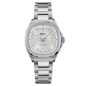 Mido Multifort TV 35mm White Mother-Of-Pearl Steel Women's Watch M0493071110600