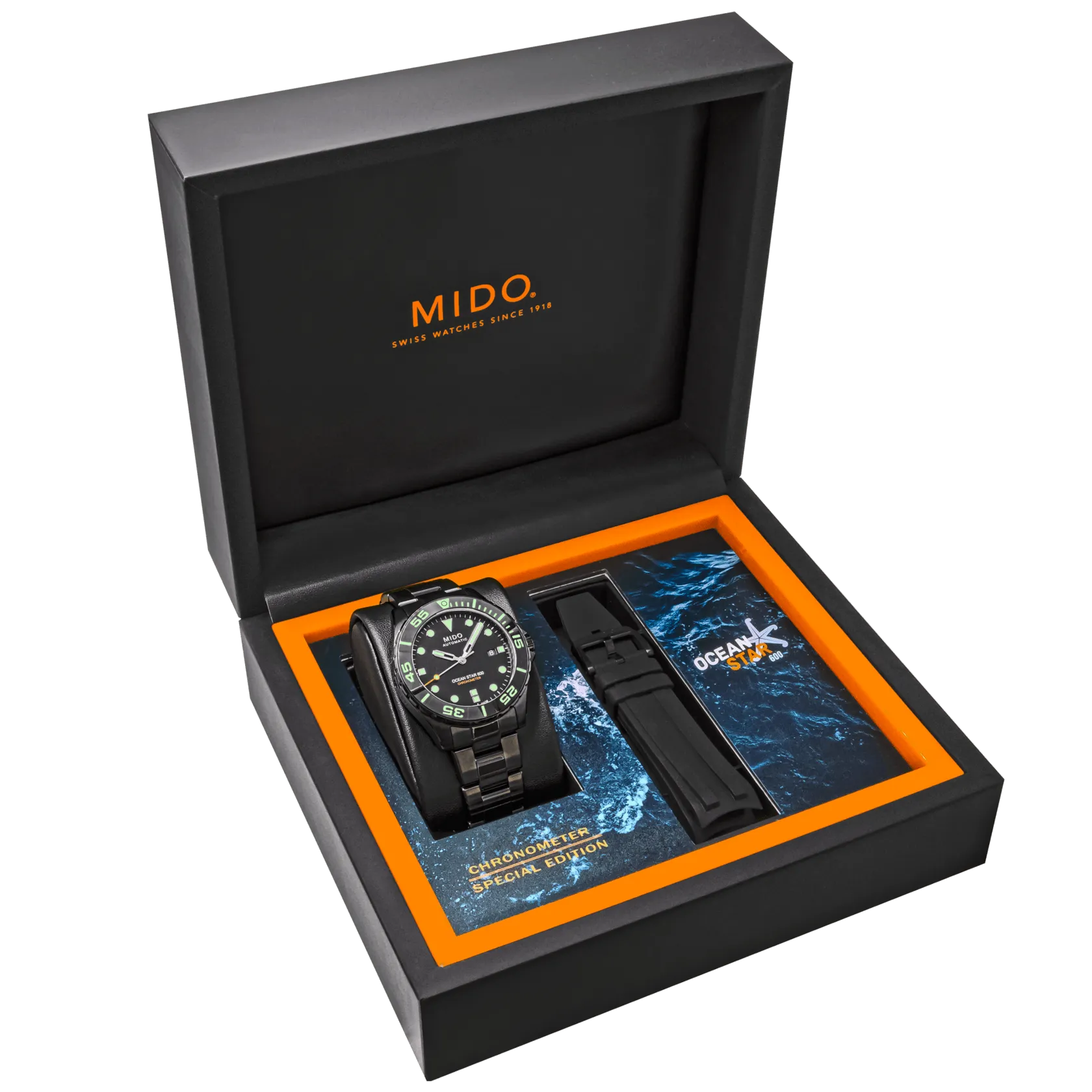 MIDO OCEAN STAR 600 CHRONOMETER WITH BLACK DLC COATING with 5 YEAR WARRANTY
