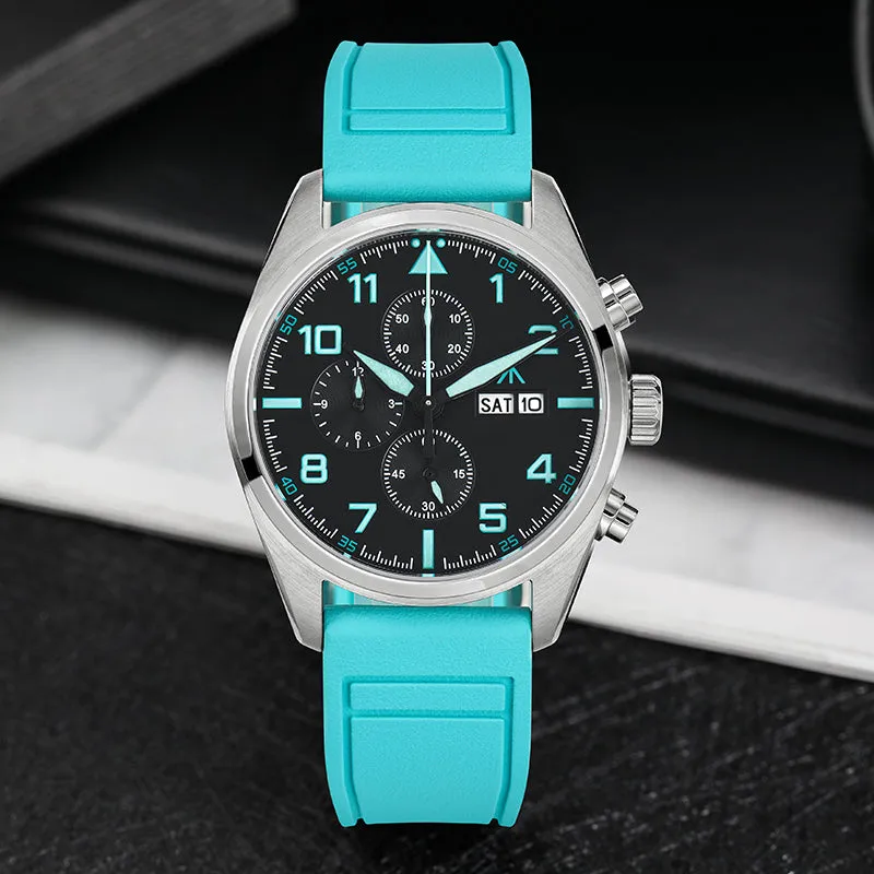 Militado 39mm Sapphire Crystal Pilot Field Chronograph Watch
