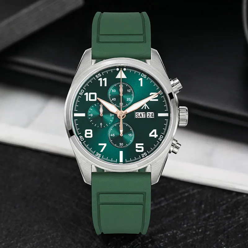 Militado 39mm Sapphire Crystal Pilot Field Chronograph Watch