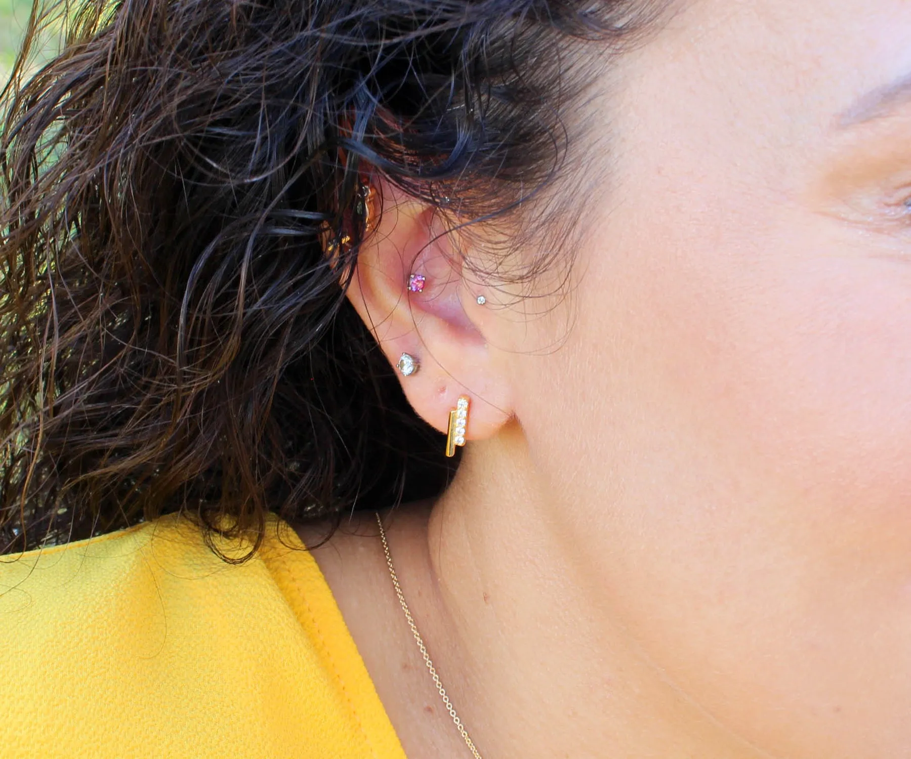 Mini Bar Pavé Crystal Gold Earrings