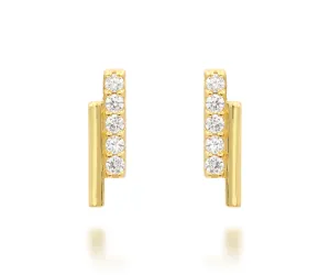 Mini Bar Pavé Crystal Gold Earrings