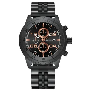 Mini Focus Black Stainless Steel Black Dial Chronograph Quartz Watch for Gents - MF0230G-04