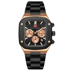 Mini Focus Black Stainless Steel Black Dial Chronograph Quartz Watch for Gents - MF0414G-04