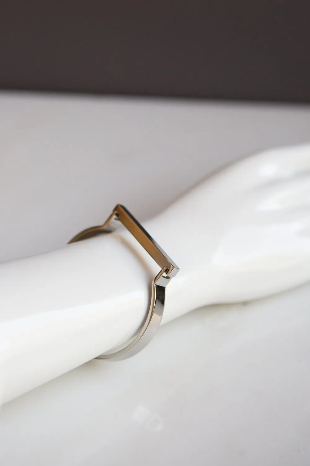 Minimalist Silver Horseshoe Bar Bracelet