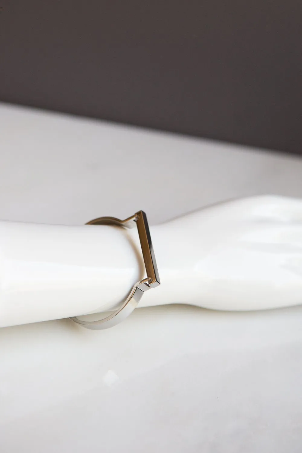 Minimalist Silver Horseshoe Bar Bracelet