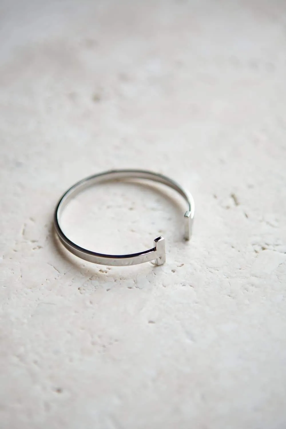 Minimalist Silver T Bar Cuff Bracelet