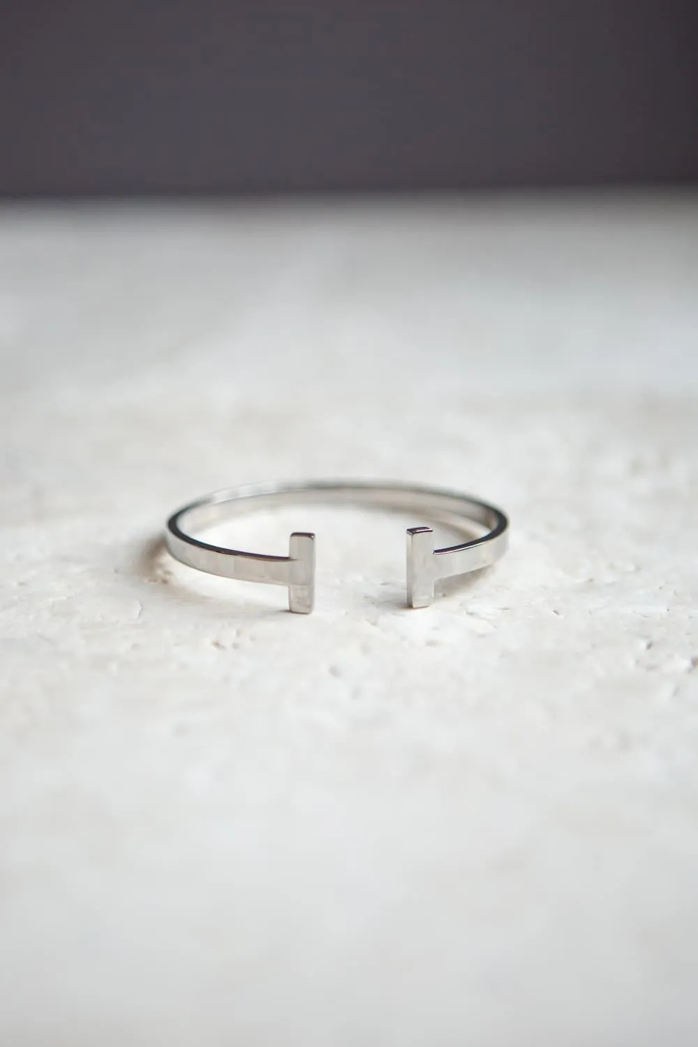 Minimalist Silver T Bar Cuff Bracelet