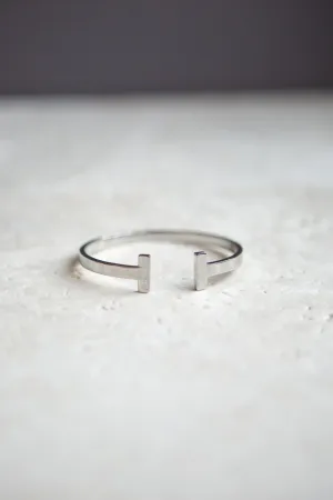 Minimalist Silver T Bar Cuff Bracelet