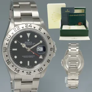 MINT 2000 Rolex Explorer II 16570 Stainless Steel Black Dial GMT 40mm Watch Box