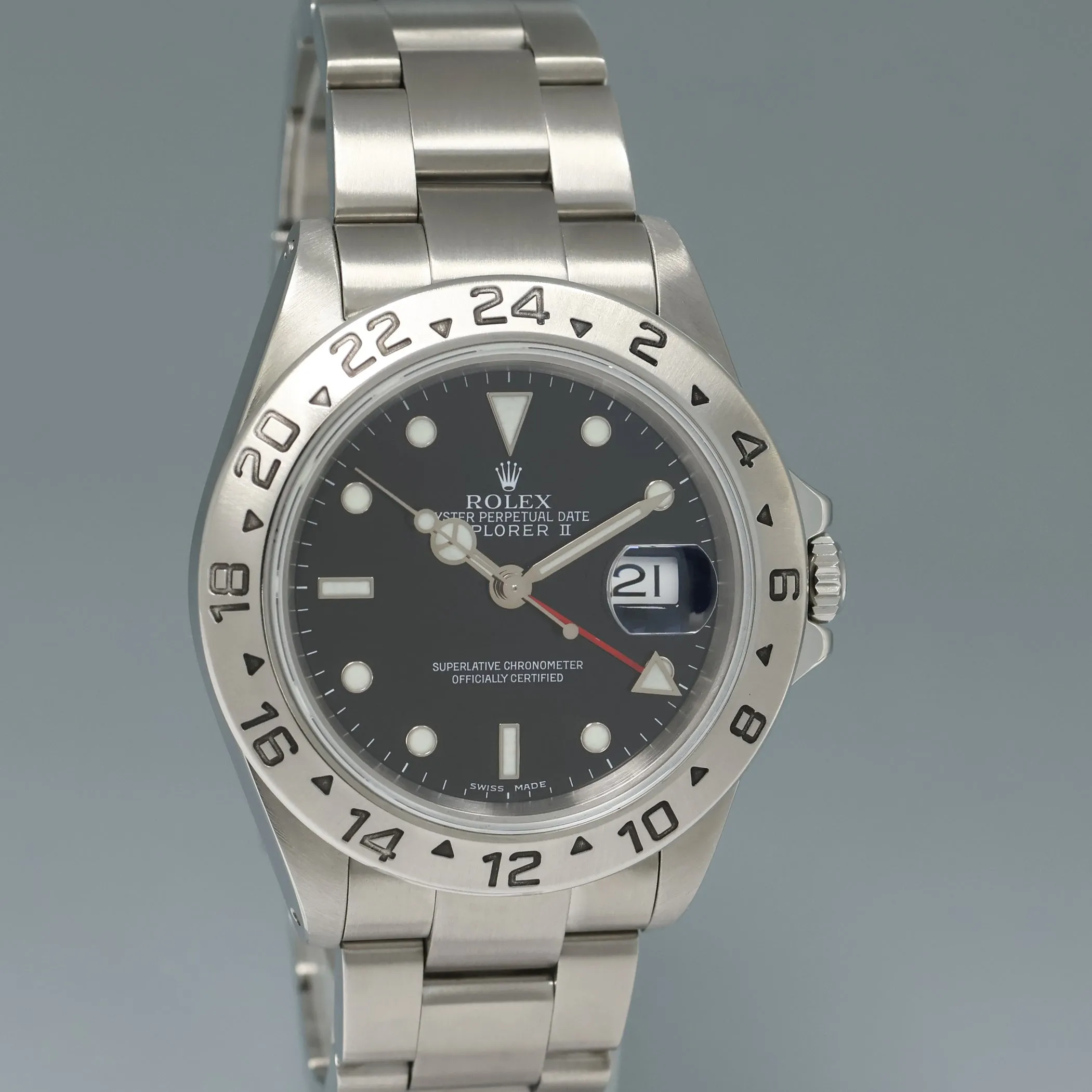 MINT 2000 Rolex Explorer II 16570 Stainless Steel Black Dial GMT 40mm Watch Box