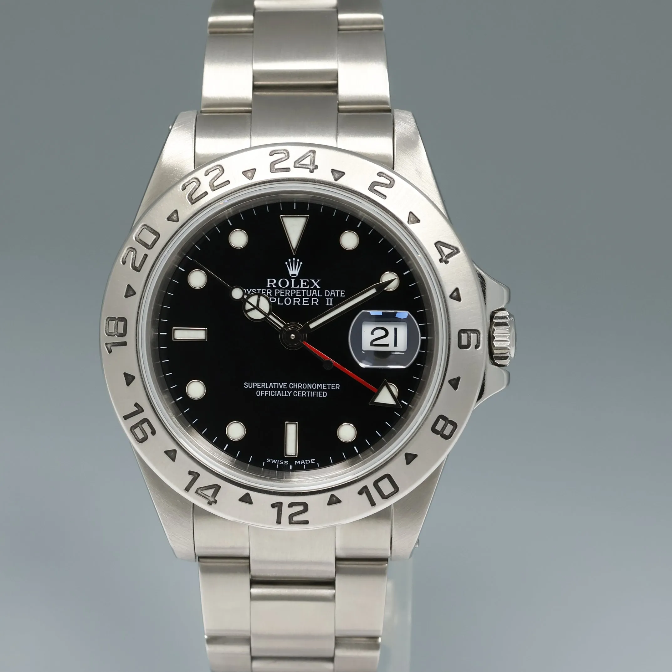 MINT 2000 Rolex Explorer II 16570 Stainless Steel Black Dial GMT 40mm Watch Box