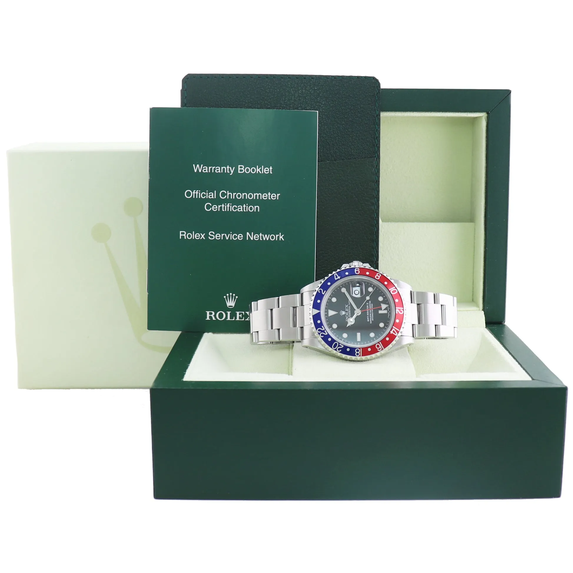 MINT 2002 Rolex GMT-Master 2 II Pepsi Blue Red Steel  16710 40mm Watch Box