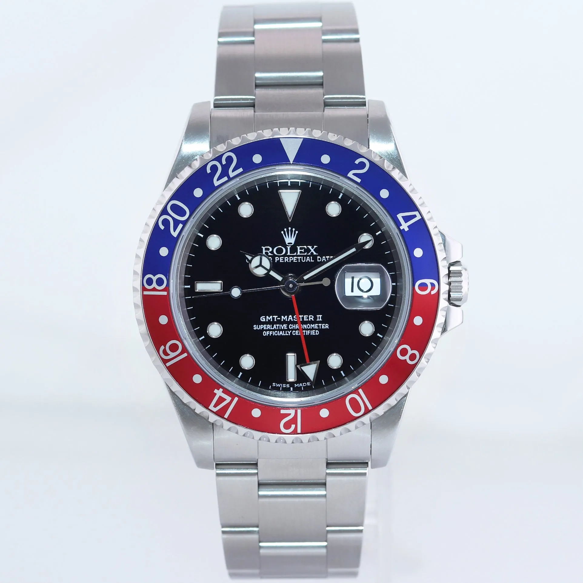 MINT 2002 Rolex GMT-Master 2 II Pepsi Blue Red Steel  16710 40mm Watch Box