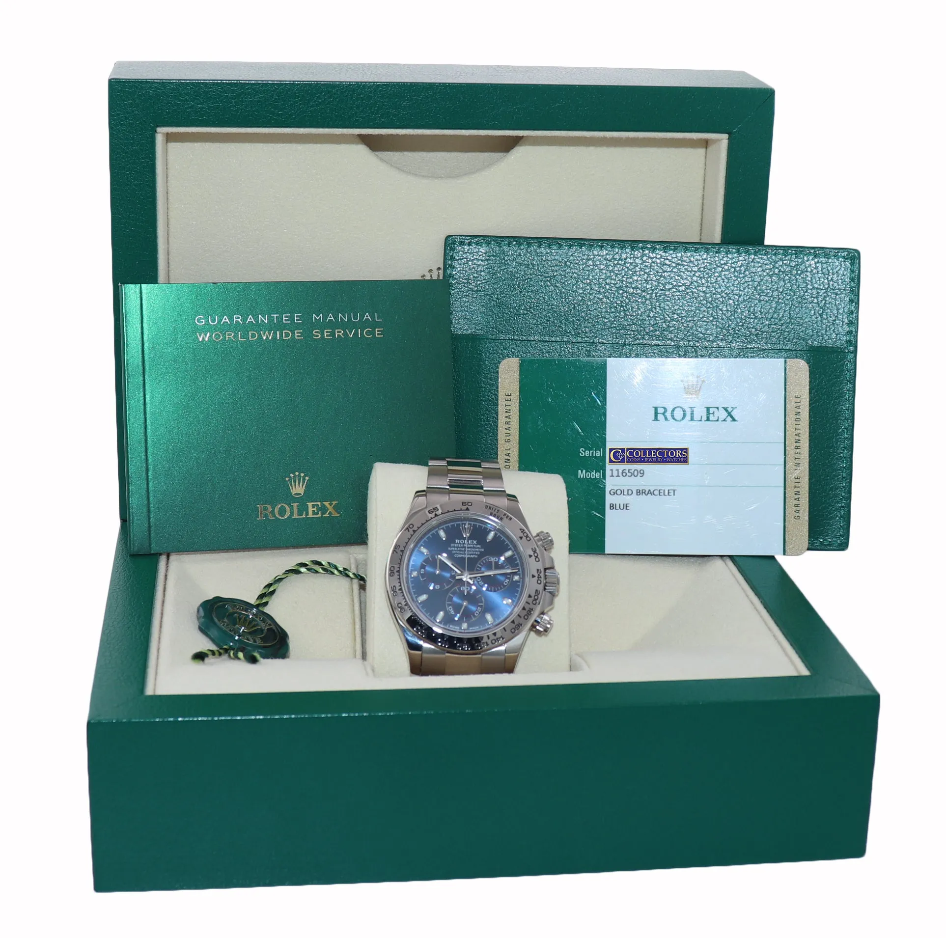 MINT 2017 PAPERS Rolex Daytona Blue Dial Chrono 116509 18k White Gold Watch Box
