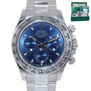 MINT 2017 PAPERS Rolex Daytona Blue Dial Chrono 116509 18k White Gold Watch Box