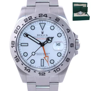 MINT 2017 Rolex Explorer II 42mm Polar 216570 White Steel Oyster GMT Watch Box