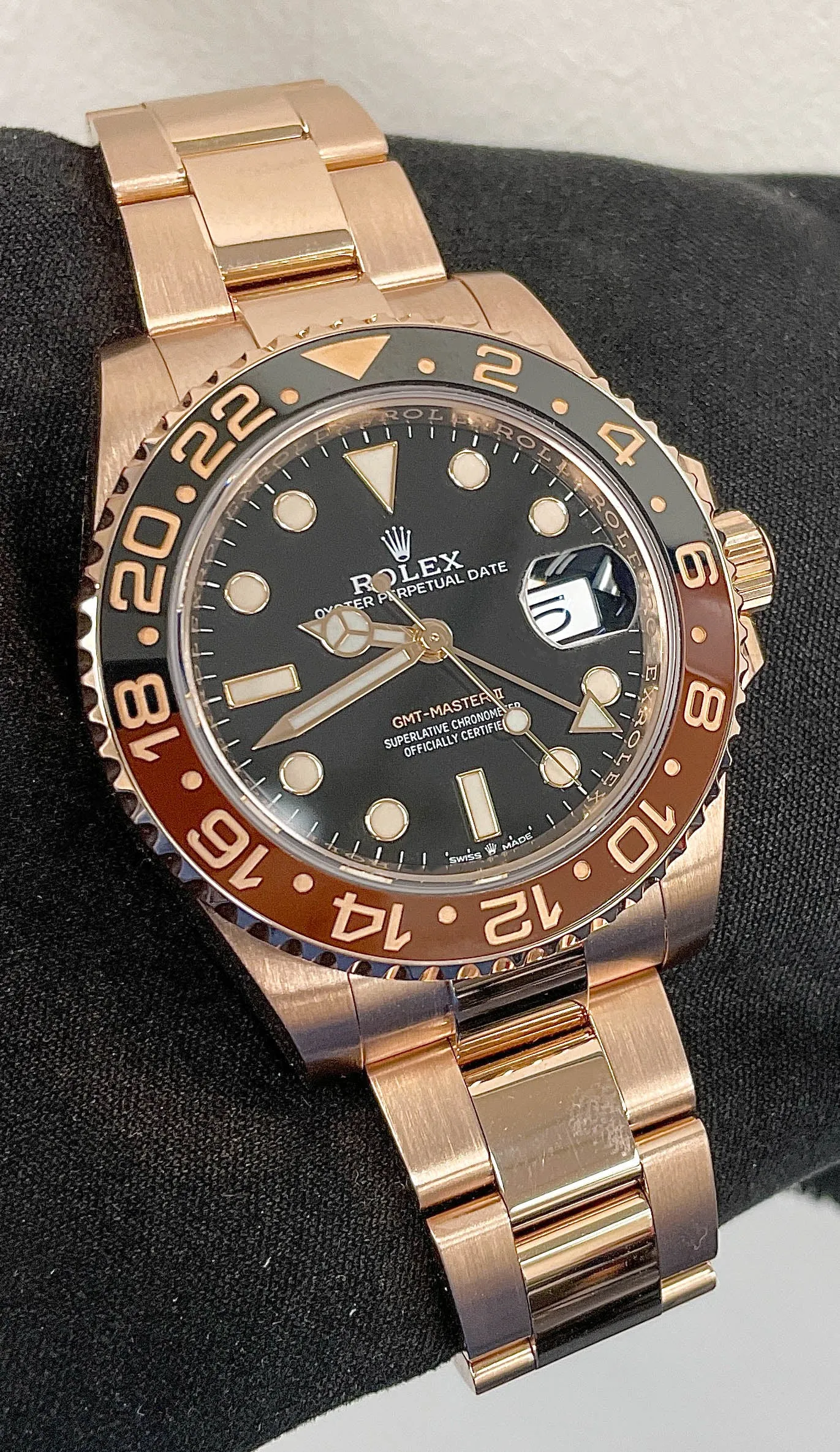 MINT 2020 Rolex GMT-Master II Root Beer 18K Rose Gold 40mm 126715 CHNR Watch