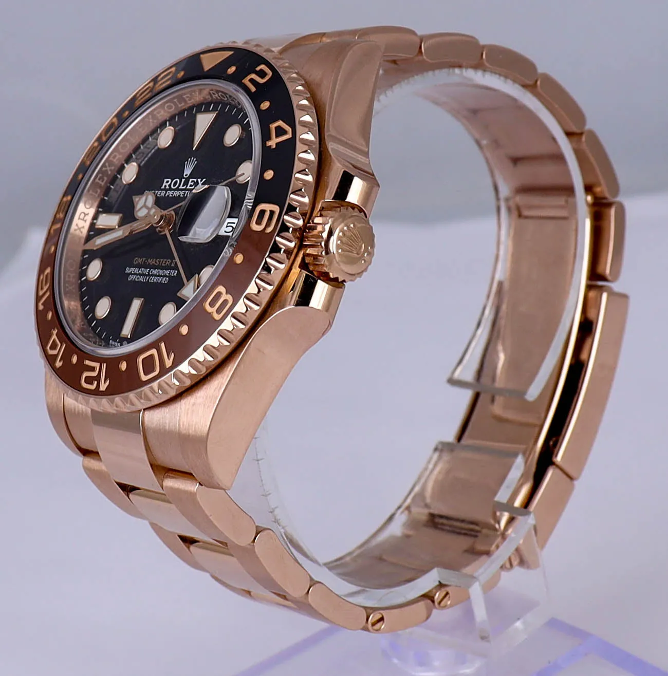 MINT 2020 Rolex GMT-Master II Root Beer 18K Rose Gold 40mm 126715 CHNR Watch