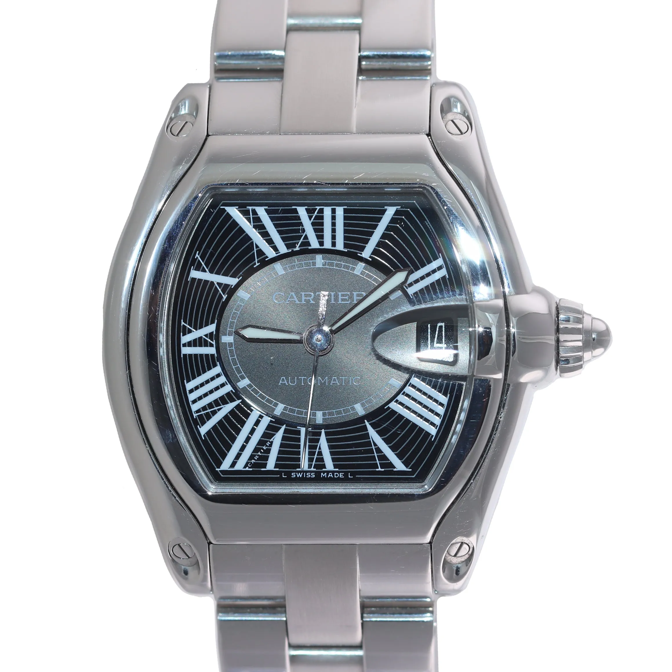 MINT Cartier Roadster Automatic Black Roman W62025V3 Steel 36mm Watch 2510