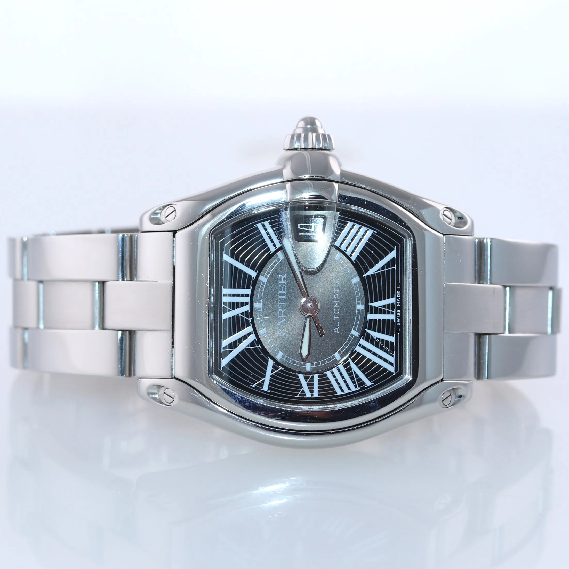 MINT Cartier Roadster Automatic Black Roman W62025V3 Steel 36mm Watch 2510