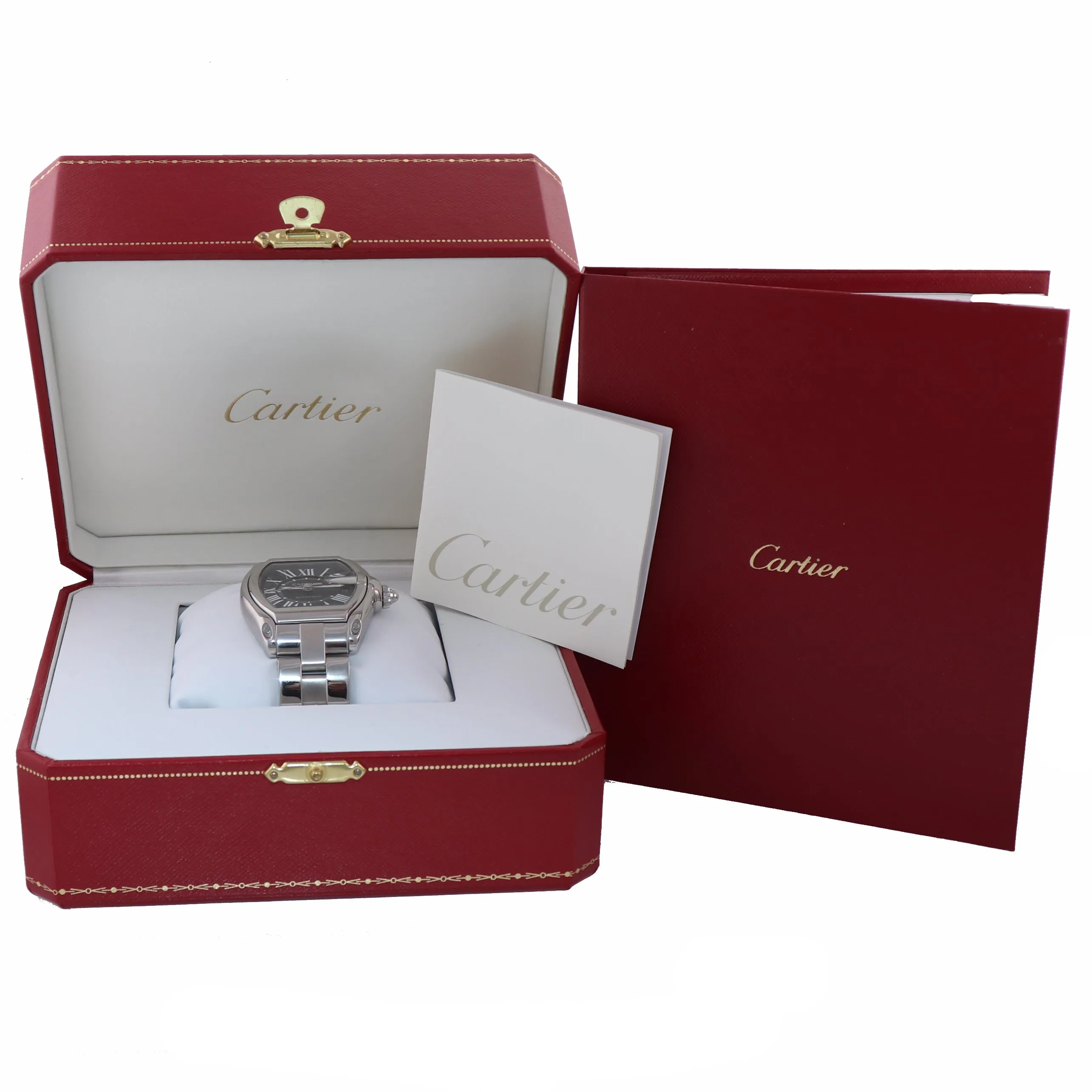 MINT Cartier Roadster Automatic Black Roman W62025V3 Steel 36mm Watch 2510