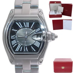 MINT Cartier Roadster Automatic Black Roman W62025V3 Steel 36mm Watch 2510