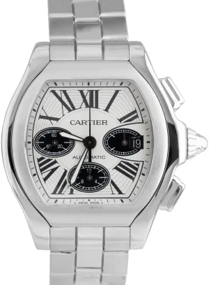 MINT Men's Cartier Roadster XL Stainless Panda Chronograph Watch 3405 W6206020