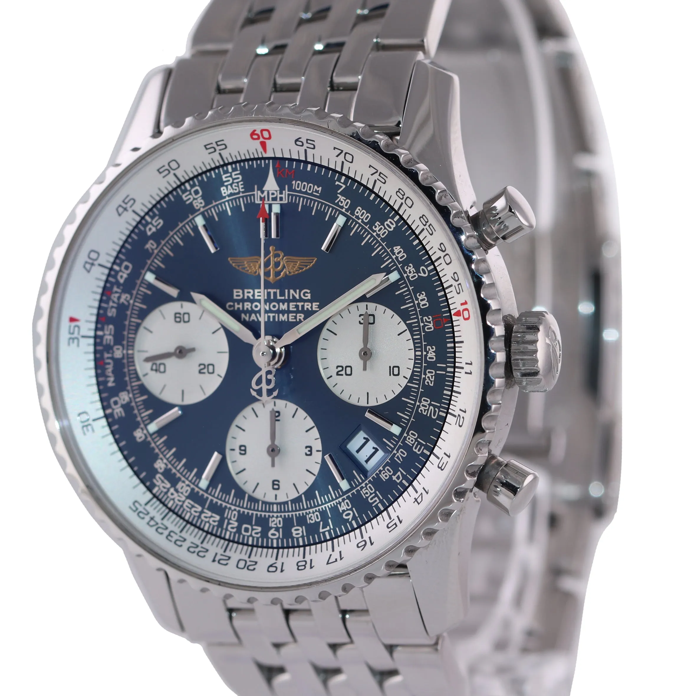 MINT PAPERS Breitling Navitimer Chronograph 42mm Blue Dial A23322 Date Watch