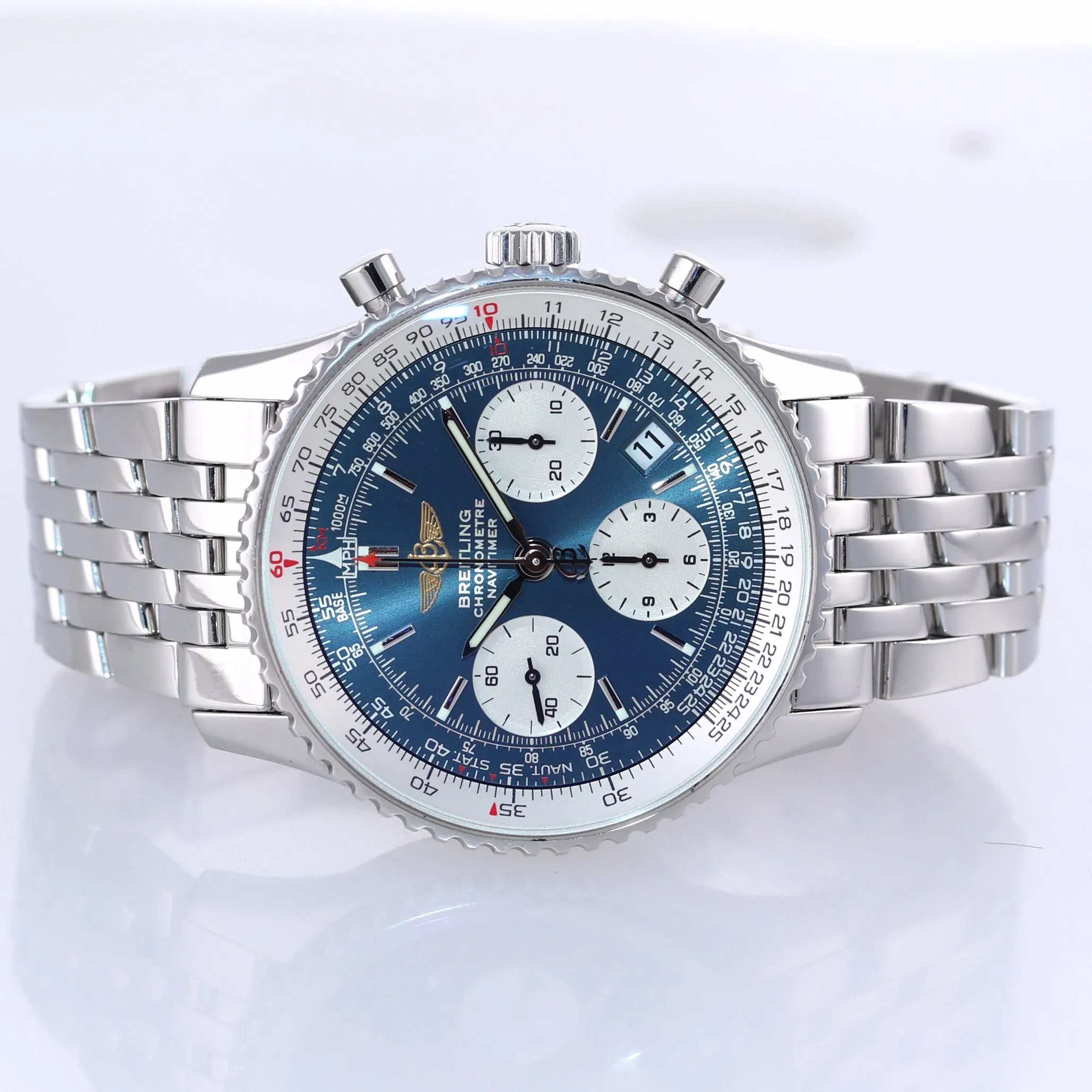 MINT PAPERS Breitling Navitimer Chronograph 42mm Blue Dial A23322 Date Watch