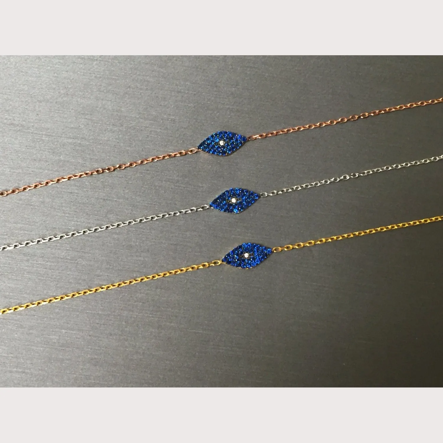 Modern Blue Eye Bracelet-Gold