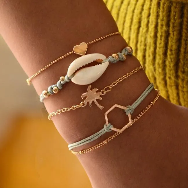 Modern Fashion New Luxury Different Style Elegant Elephant Tree Of Life Tassel Chain Bracelet Sets For Women Jewelry Trend Sets For Her