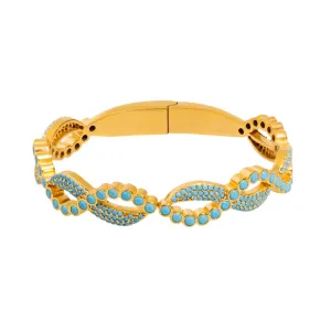 Modern Style Turquoise Gemstone & Gold Bangle Bracelet