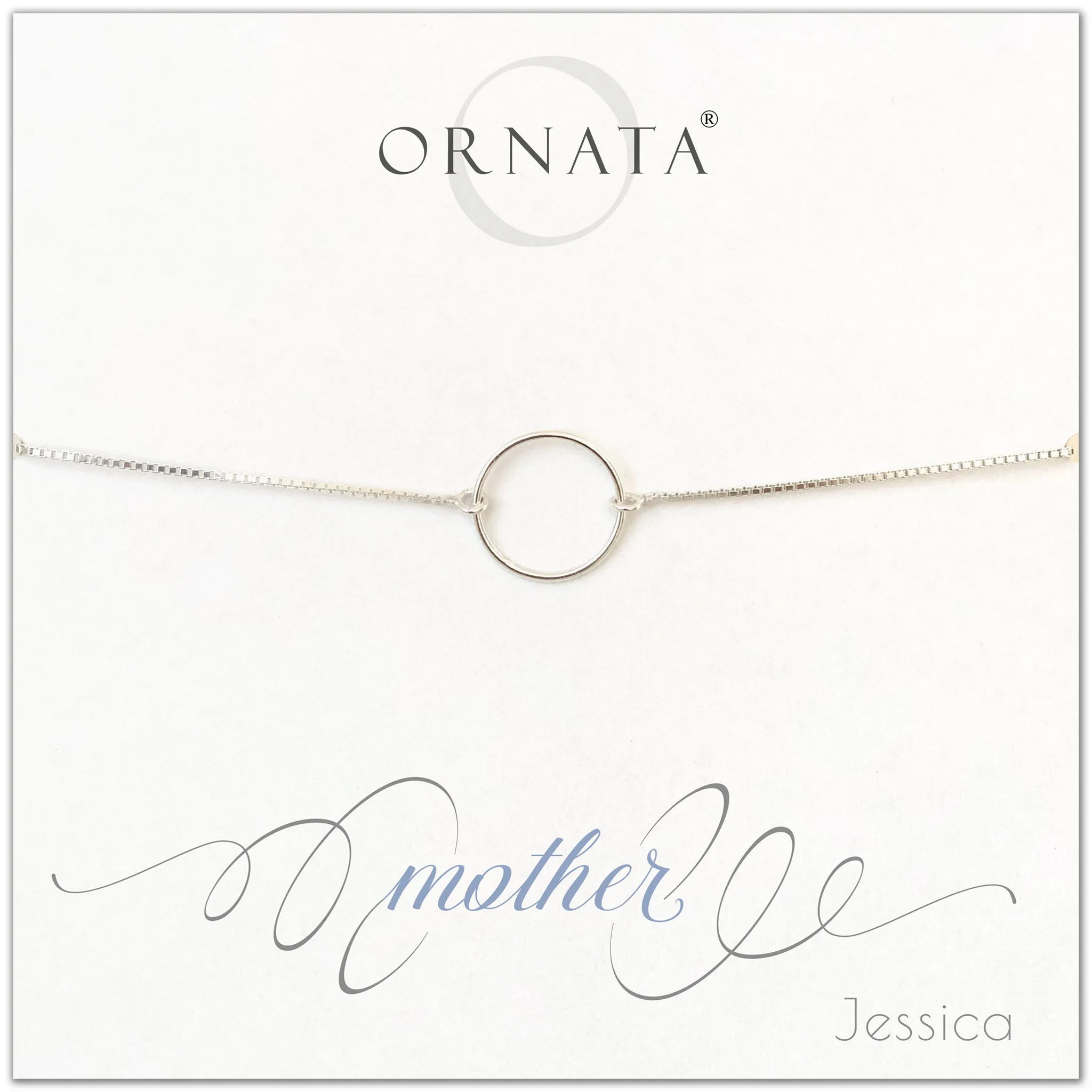 Mother Sterling Silver Bolo Bracelet on Personalized Jewelry Card